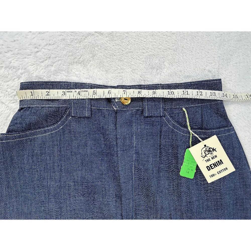 Vintage 1970s Denim Mid Length Skirt 100% Cotton NWT A Line Size 14/ 28" Waist - Picture 8 of 8